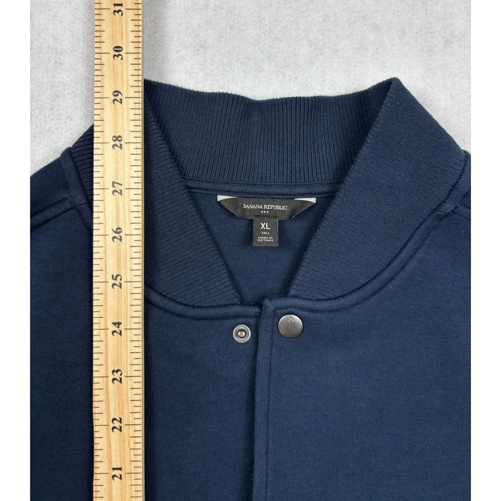 Banana Republic‎ Scuba Bomber Jacket Mens XL Tall Preppy Navy Blue 832224-00